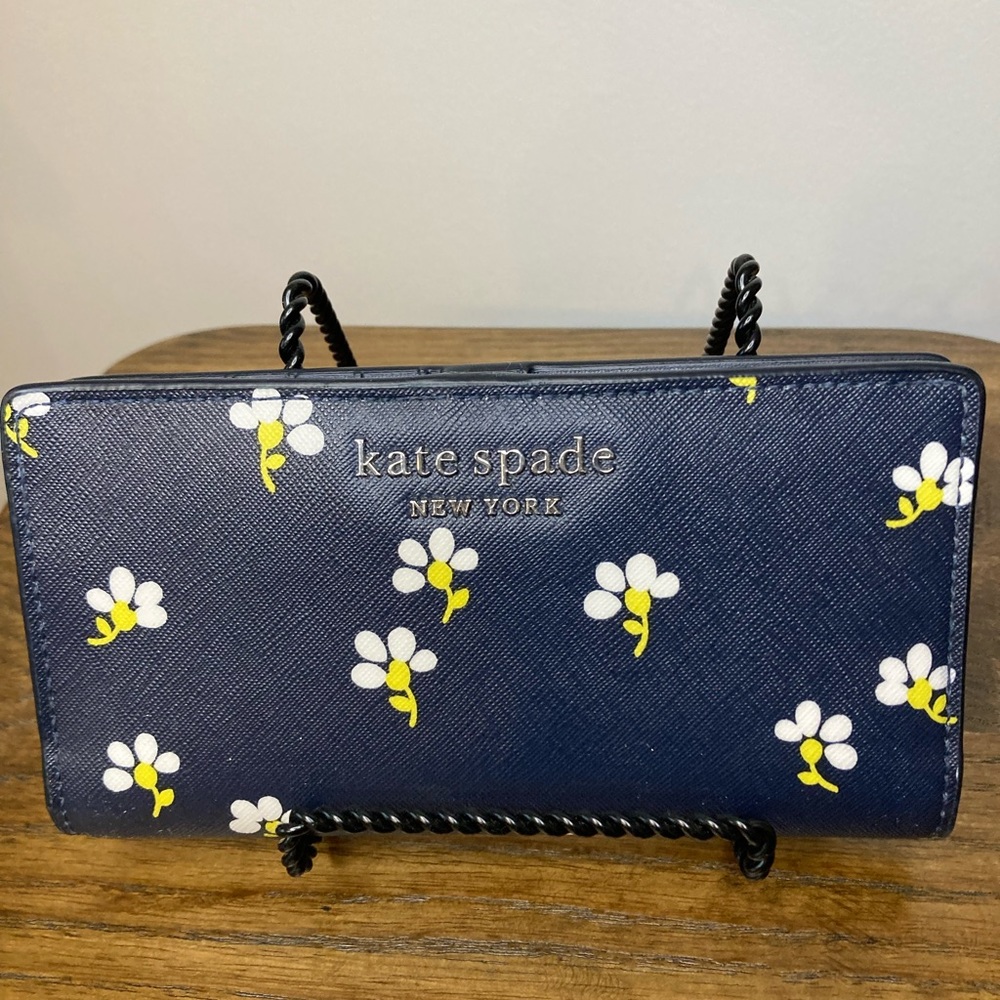 Kate Spade Navy Flower Slim Wallet